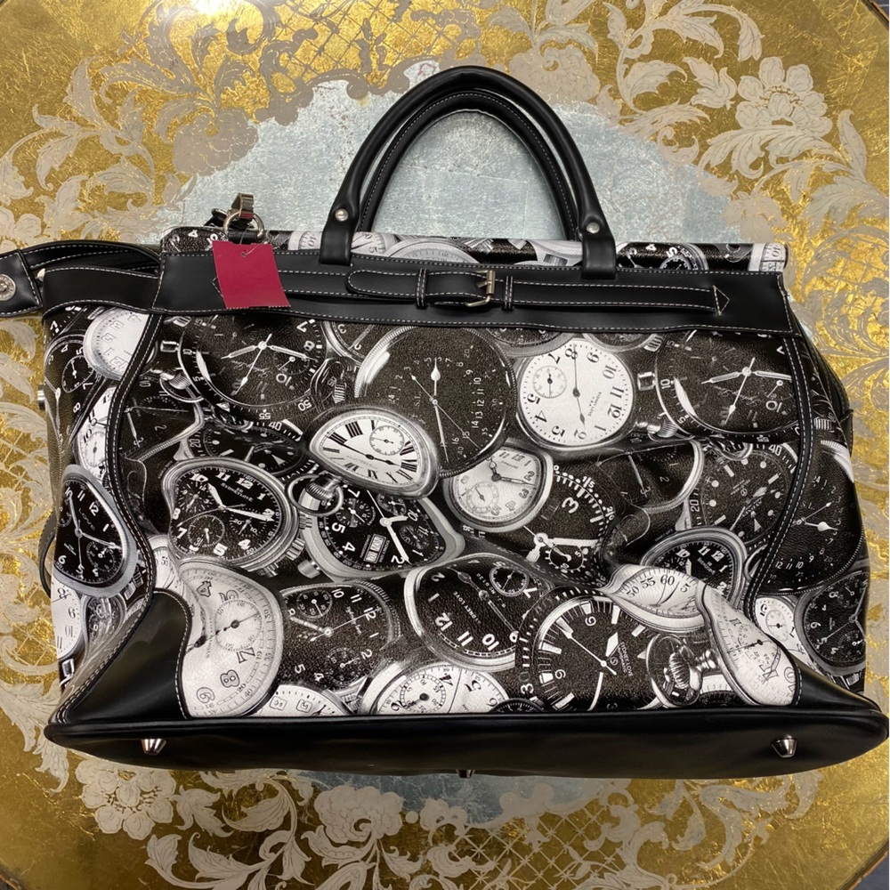 Large Clock Print Weekend Bag